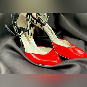Sophia Webster Houndstooth Heel- red, black & white. Size 38. EUC